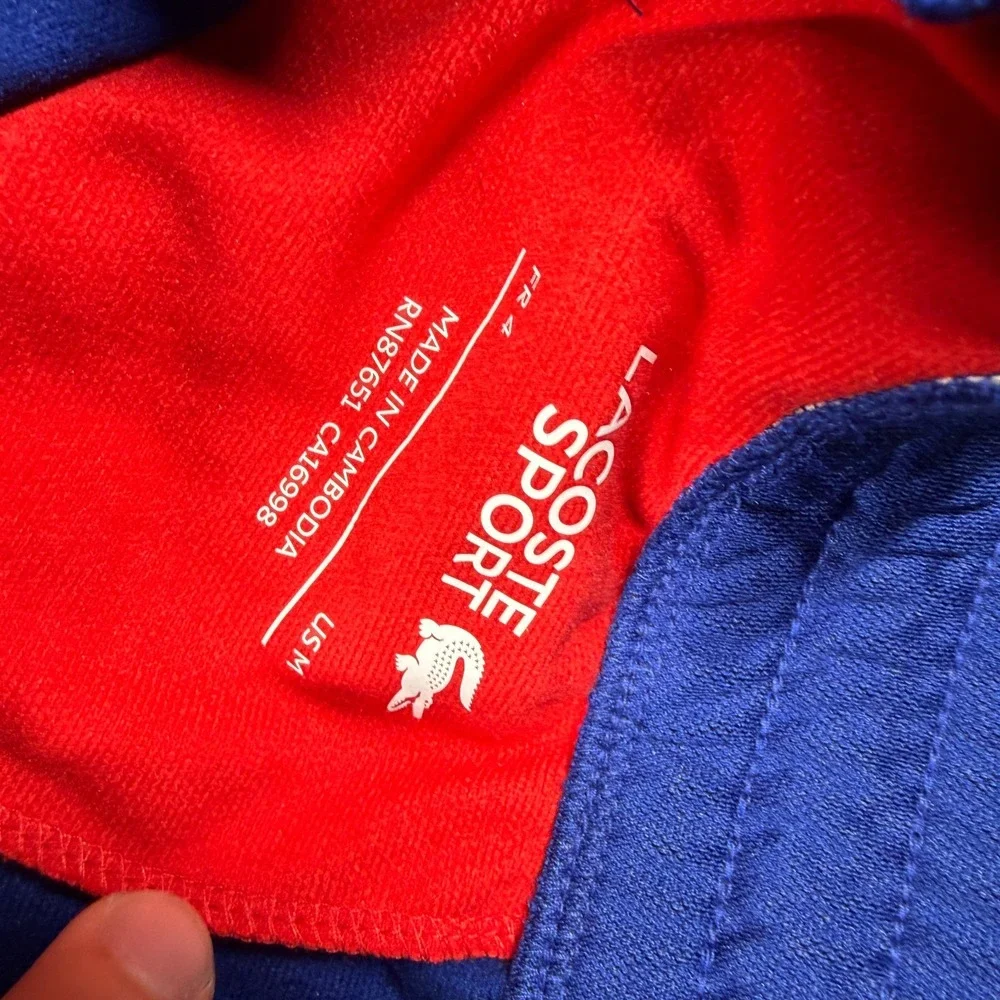 Lacoste Sweatpants Mens M Blue Red Taped Logo Side Stripe Athletic Track Pants